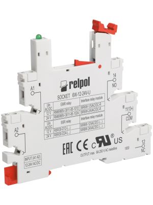 Zoccolo slim relpol controllo 12V-24V AC/DC versione bianco morsetto vite